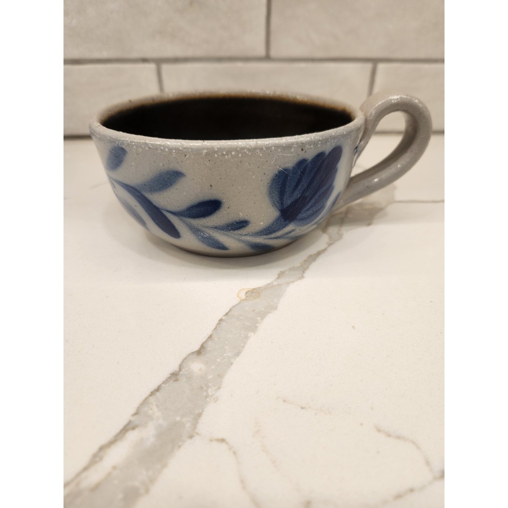 Vintage Salmon Falls Pottery 1996 Chowder Soup Salt Glazed Bowl Cup Floral Vines